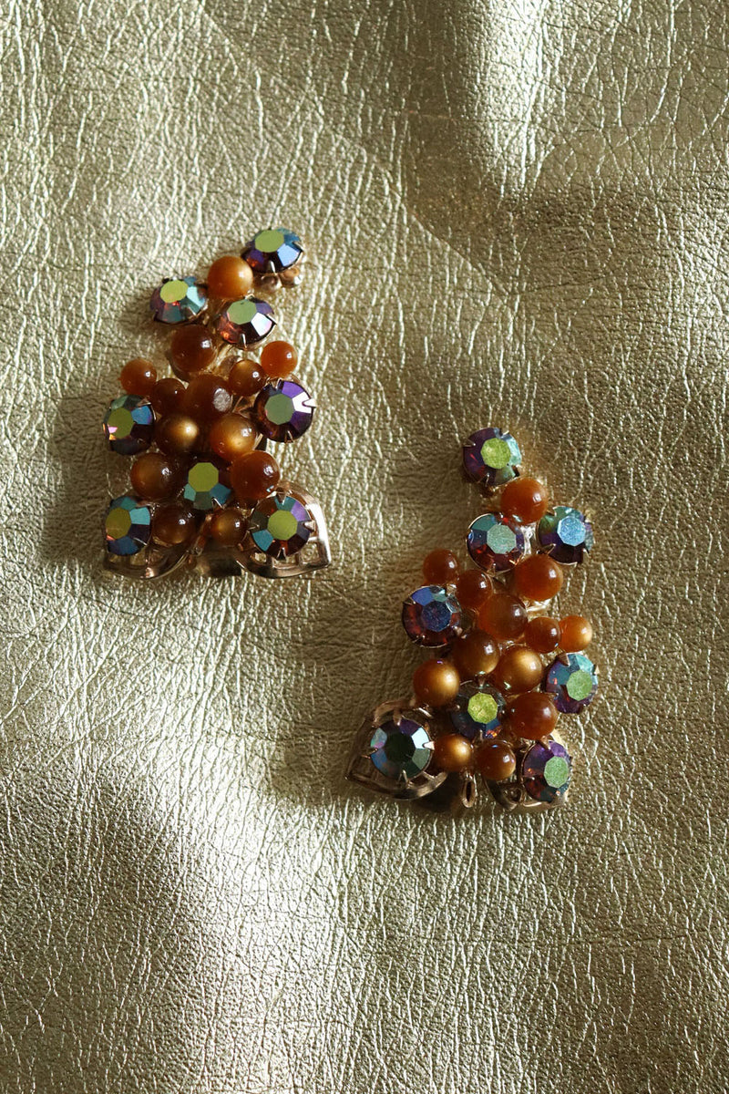 Amber Carnival Beaded Clip-ons