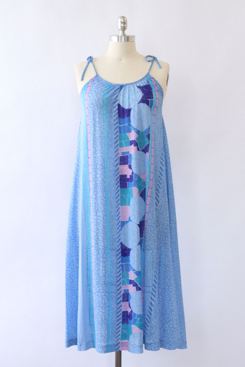 Rose Marie Reid Pebbled Periwinkle Sundress S-L