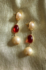 Ruby Pearl Drop Earrings