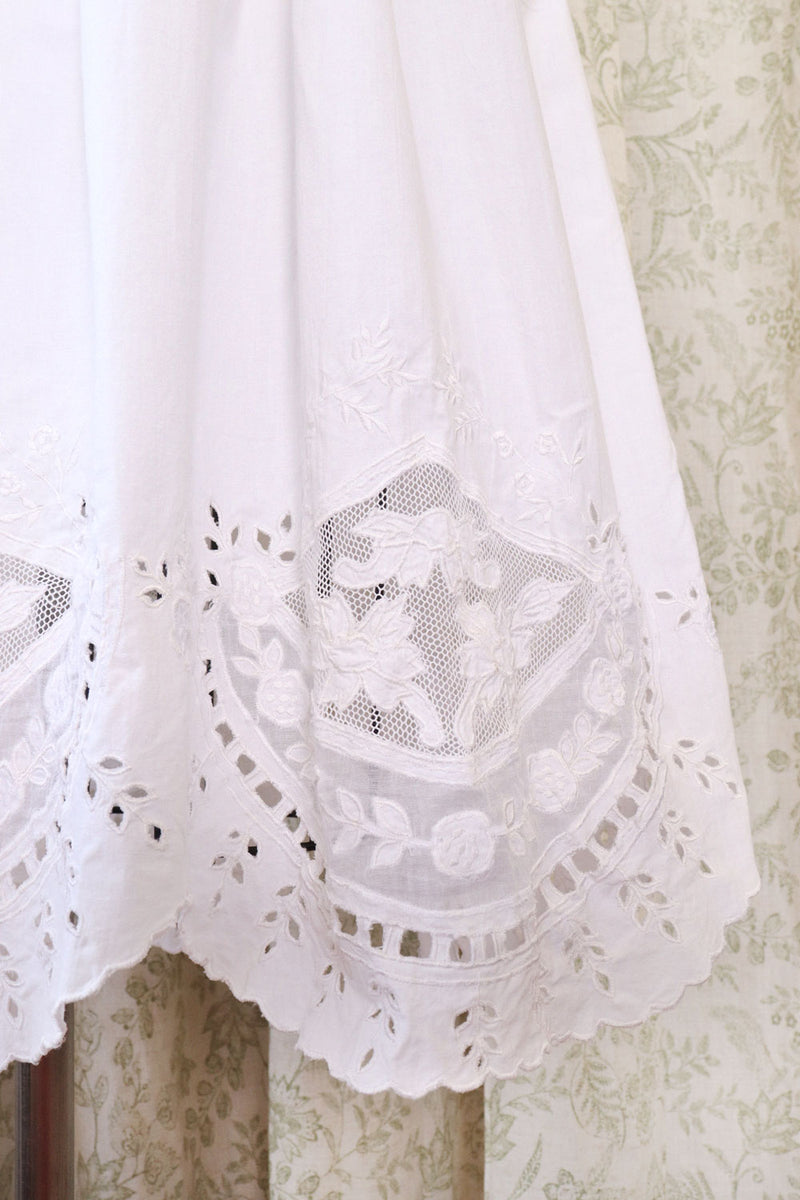 Bright White Broderie Anglaise Dress M