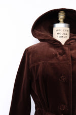 Cocoa Velvet Hooded Maxi Coat M/L