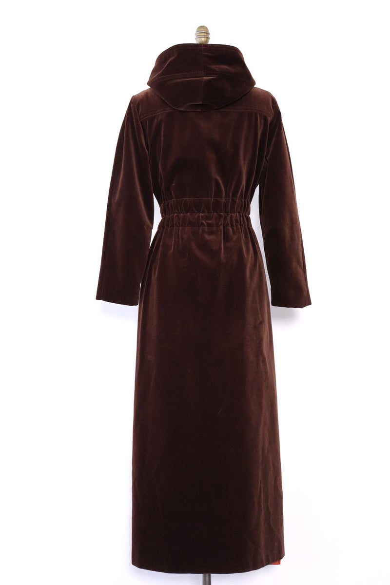 Cocoa Velvet Hooded Maxi Coat M/L