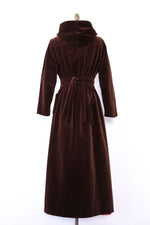 Cocoa Velvet Hooded Maxi Coat M/L