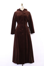 Cocoa Velvet Hooded Maxi Coat M/L