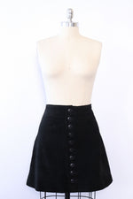 Noir Buttoned Suede Mini Skirt L