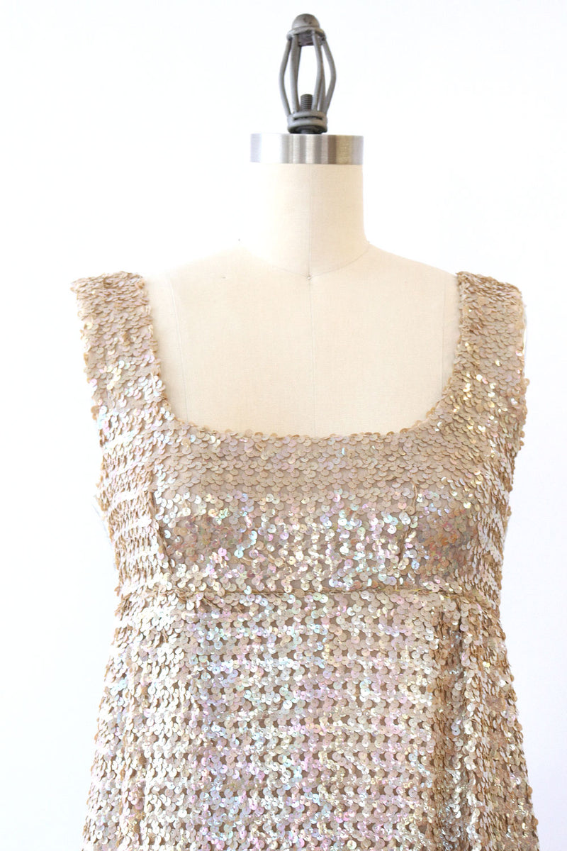 1960s Titanium Tinsel Column Dress XS