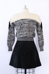 Noir Buttoned Suede Mini Skirt L