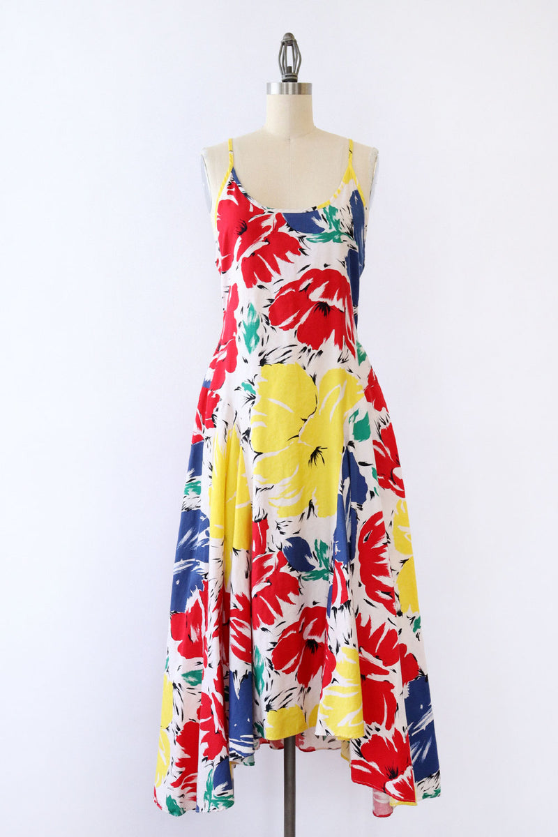 Macro Floral Cotton Godet Sundress S/M