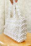 1960s Crystal White Beaded Handbag