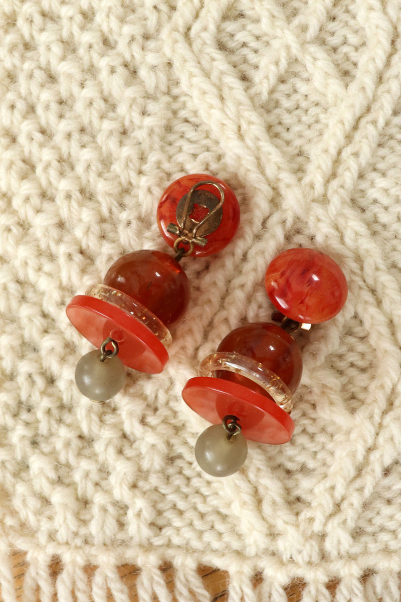 Marbled Amber-esque Clip Dangles