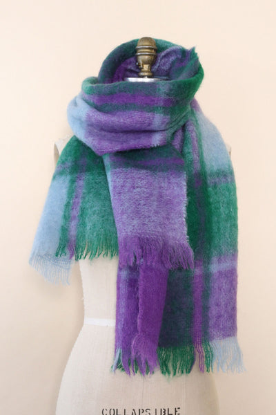 Oversized Mohair Plaid Scarf – OMNIA