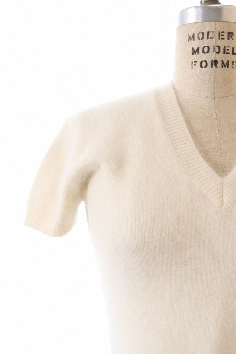 Fluffy Angora V-neck Sweater M/L