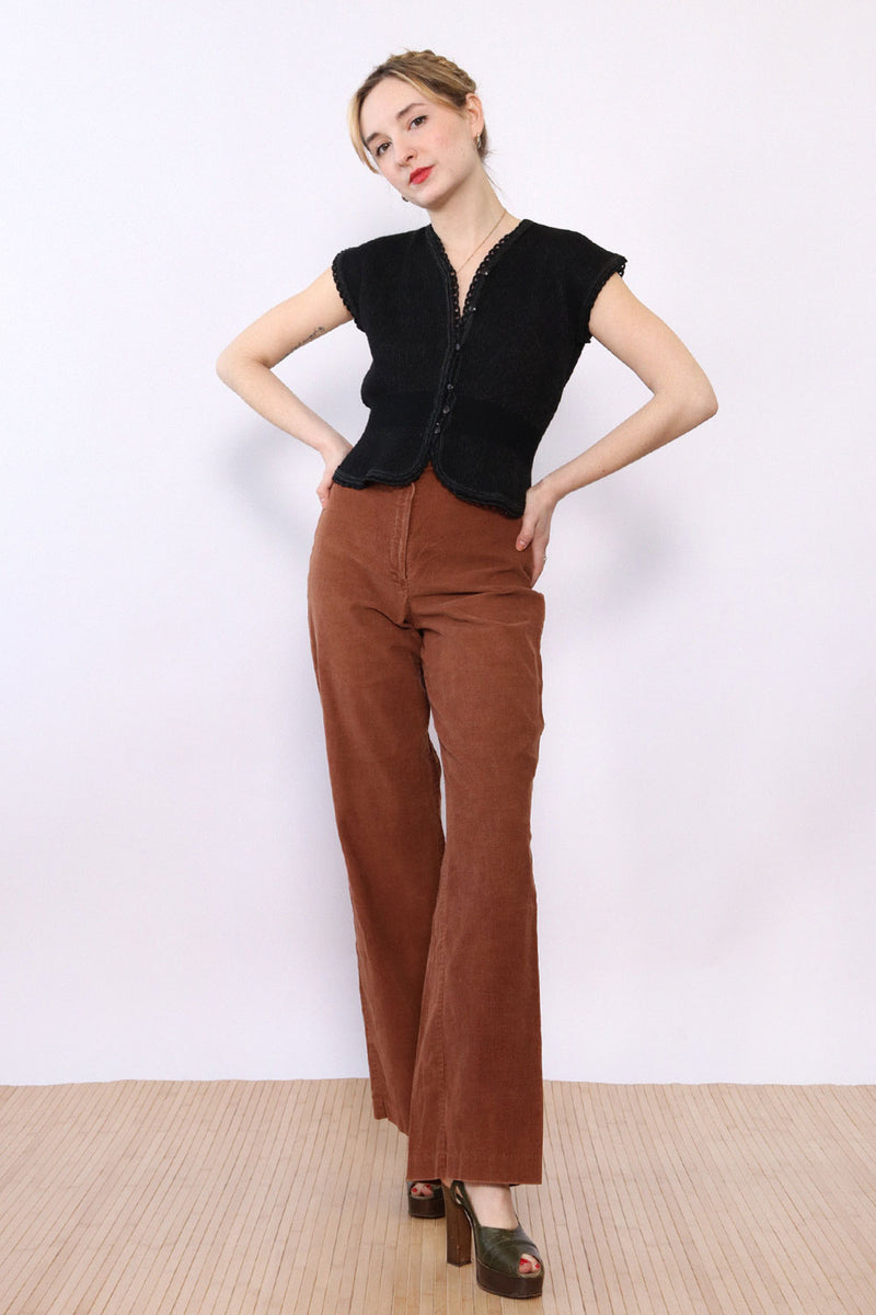 Bark Brown Corduroy Flares S/M