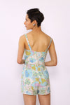 Midcentury Pastel Floral Playsuit S