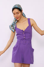 Italian Grape Lace Up Romper M