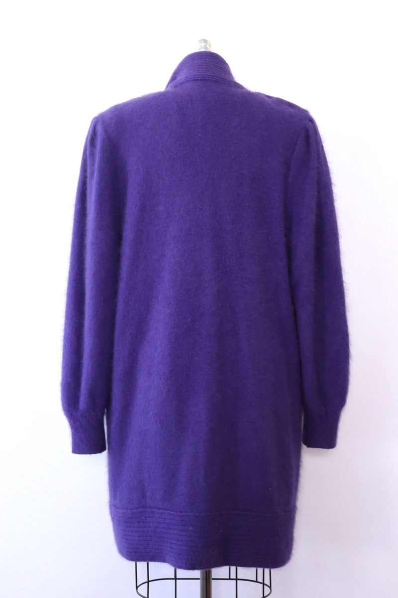 Violet Angora Applique Cardigan L