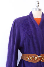 Violet Angora Applique Cardigan L