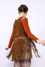 Suede O-ring Fringe Vest XS-M