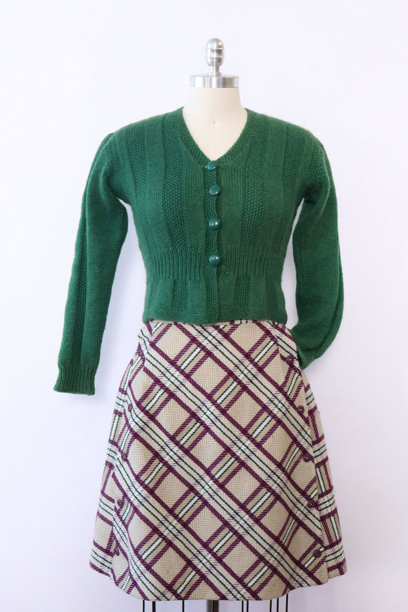 1930s Kale Crop Sweater XS