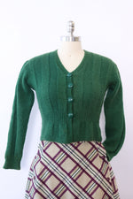 1930s Kale Crop Sweater XS