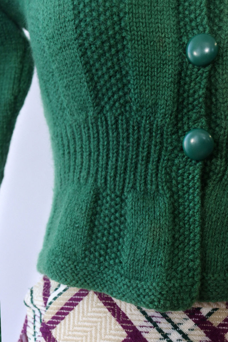 1930s Kale Crop Sweater XS