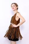 Suede O-ring Fringe Vest XS-M