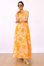 1960s Scandi Citrus Cotton Maxi S