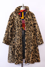 Leopard Faux Fur Swing Coat L