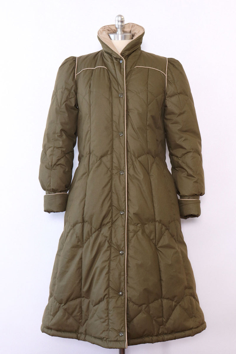 Moss Green Down Puffer Coat S