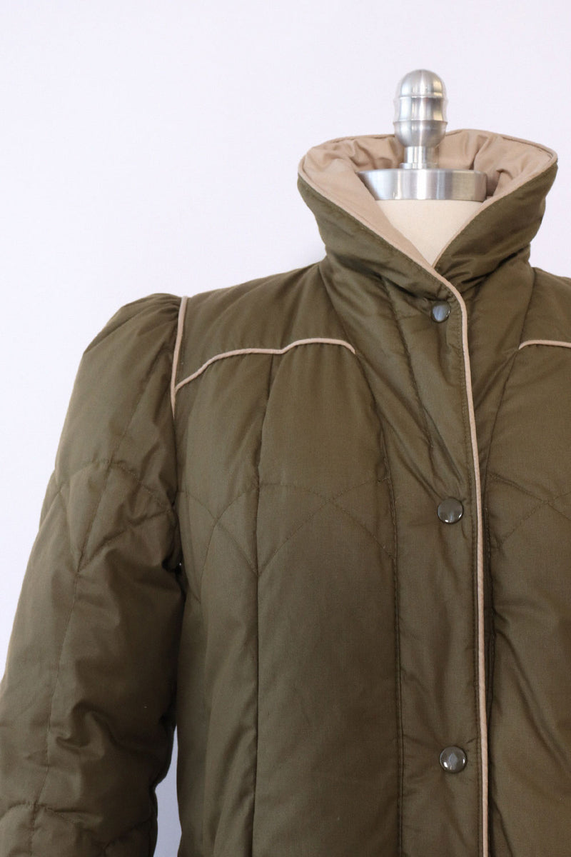 Moss Green Down Puffer Coat S