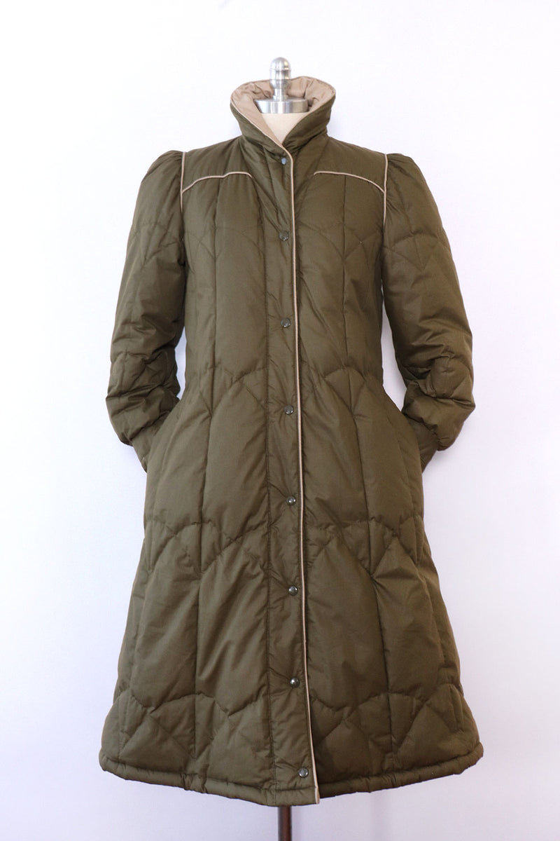 Moss Green Down Puffer Coat S