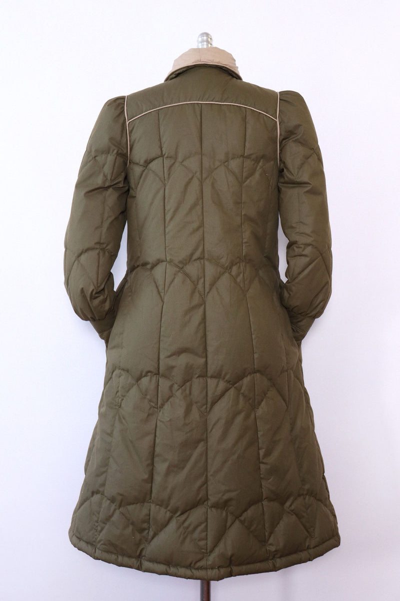 Moss Green Down Puffer Coat S