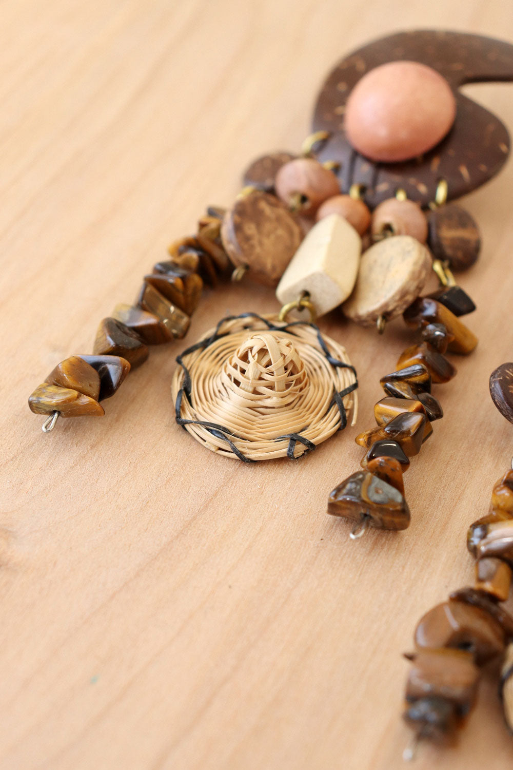 Chunky Basket Tiger Eye Earrings