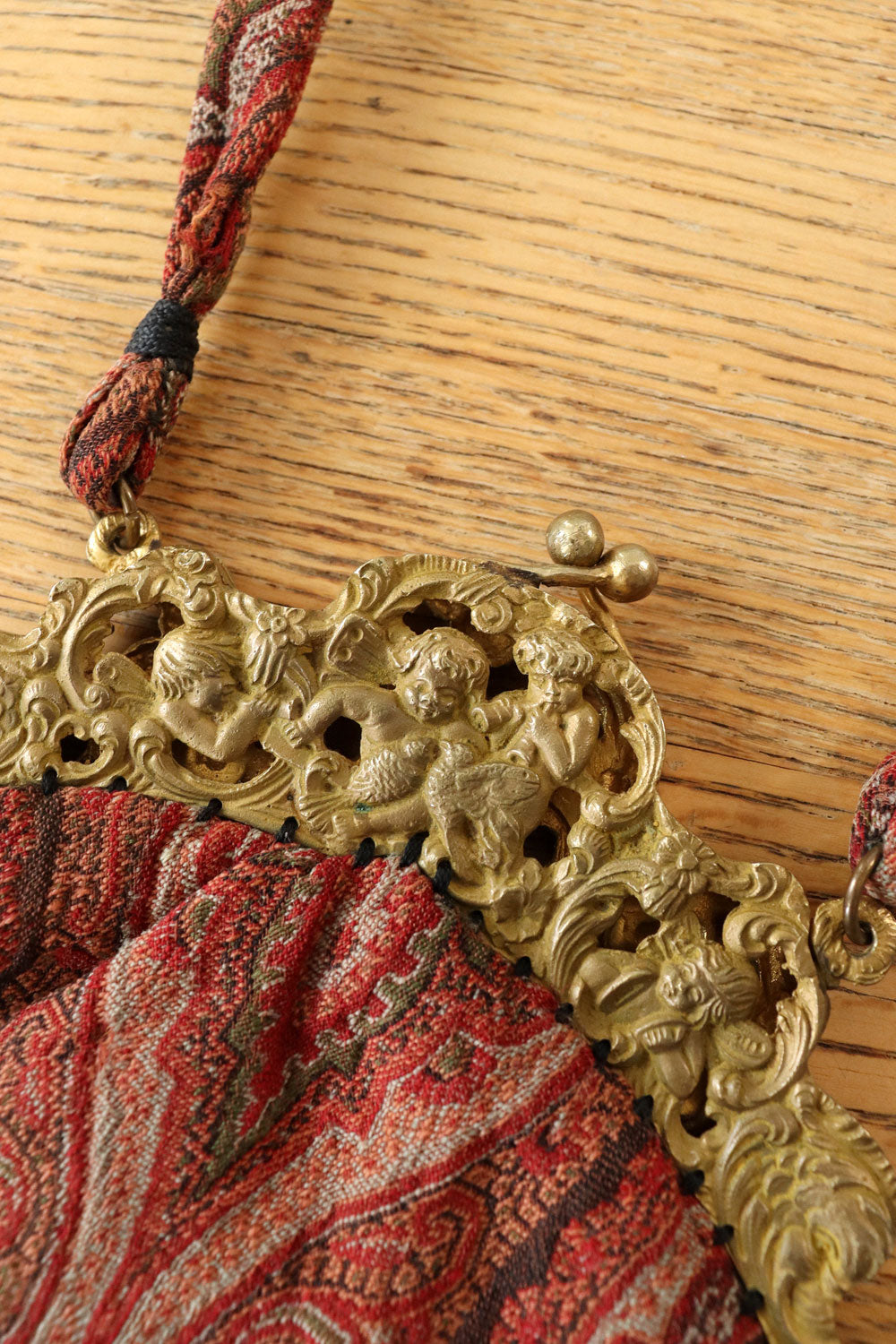 1920s Cherub Frame Paisley Handbag