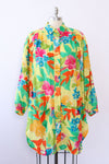 Zesty Tropical Floral Shirt Dress S-L