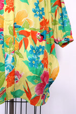 Zesty Tropical Floral Shirt Dress S-L