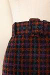 Nubby Plaid Belted Pencil Skirt M