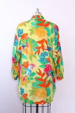 Zesty Tropical Floral Shirt Dress S-L