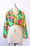 Zesty Tropical Floral Shirt Dress S-L