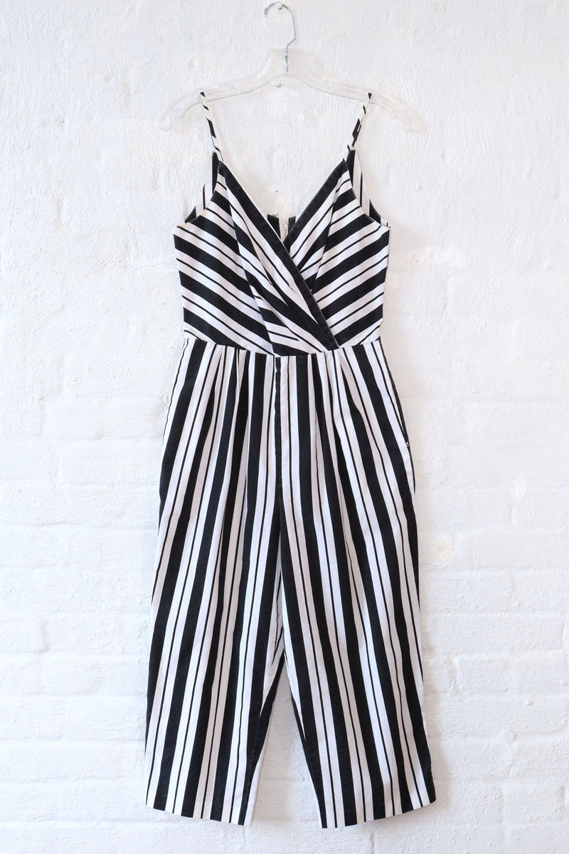 Monochromatic Stripe Crop Jumpsuit S-S/M