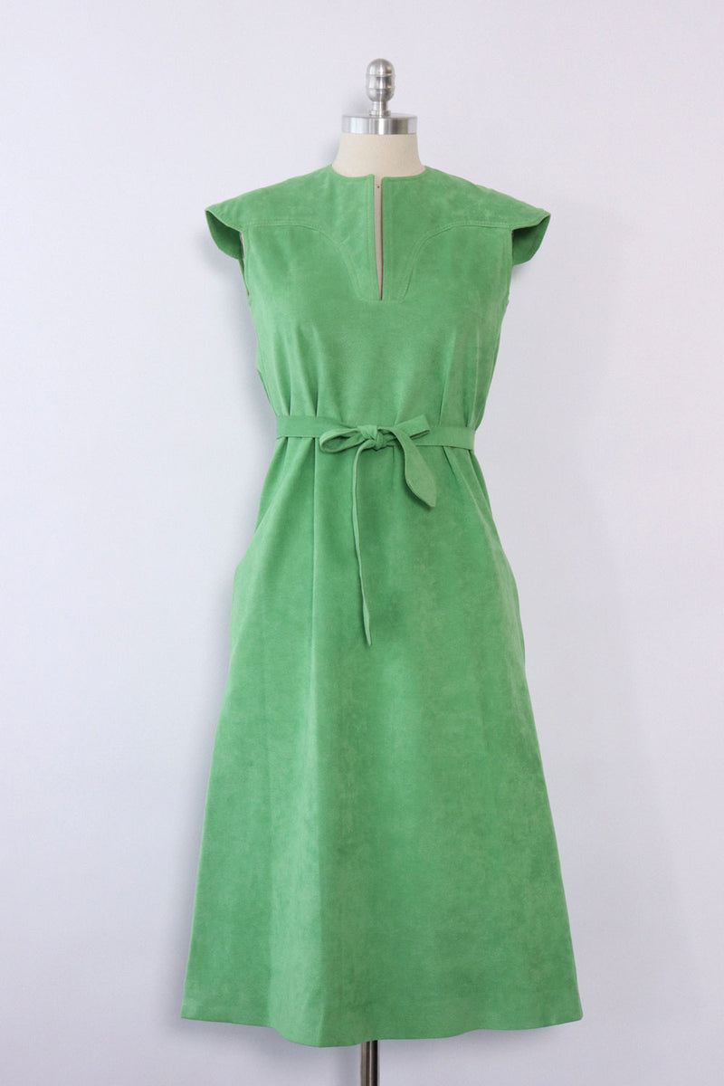 Snap Pea Ultrasuede Tie Dress XS/S