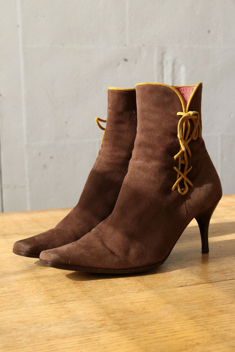 Sergio Rossi Suede Heeled Booties 37.5