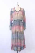 Airy Watercolor Silk Chiffon Dress S/M