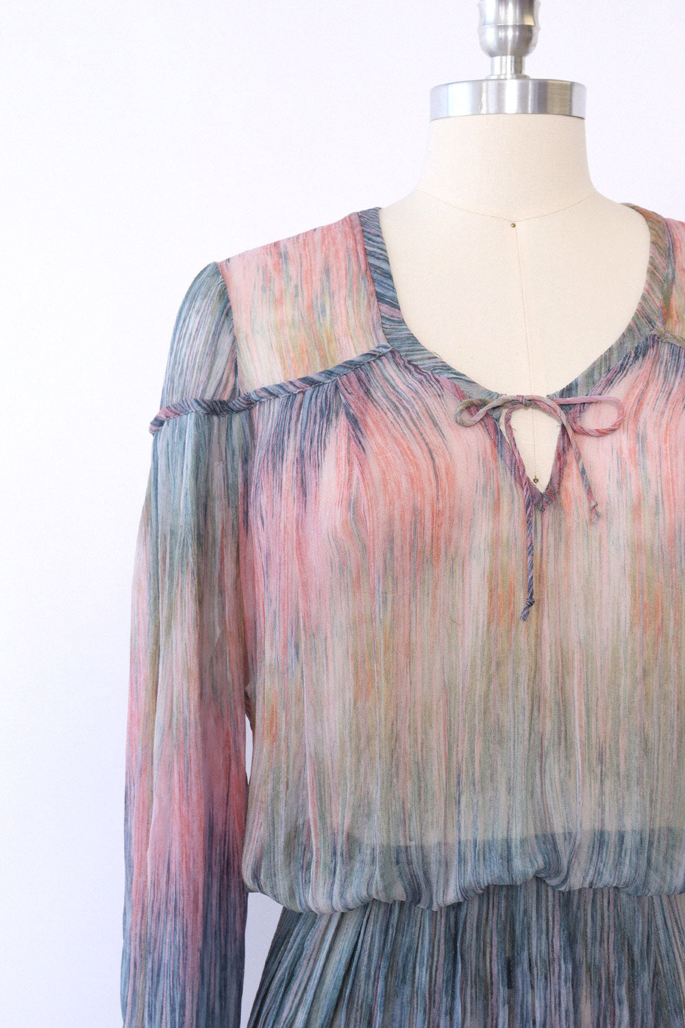 Airy Watercolor Silk Chiffon Dress S/M