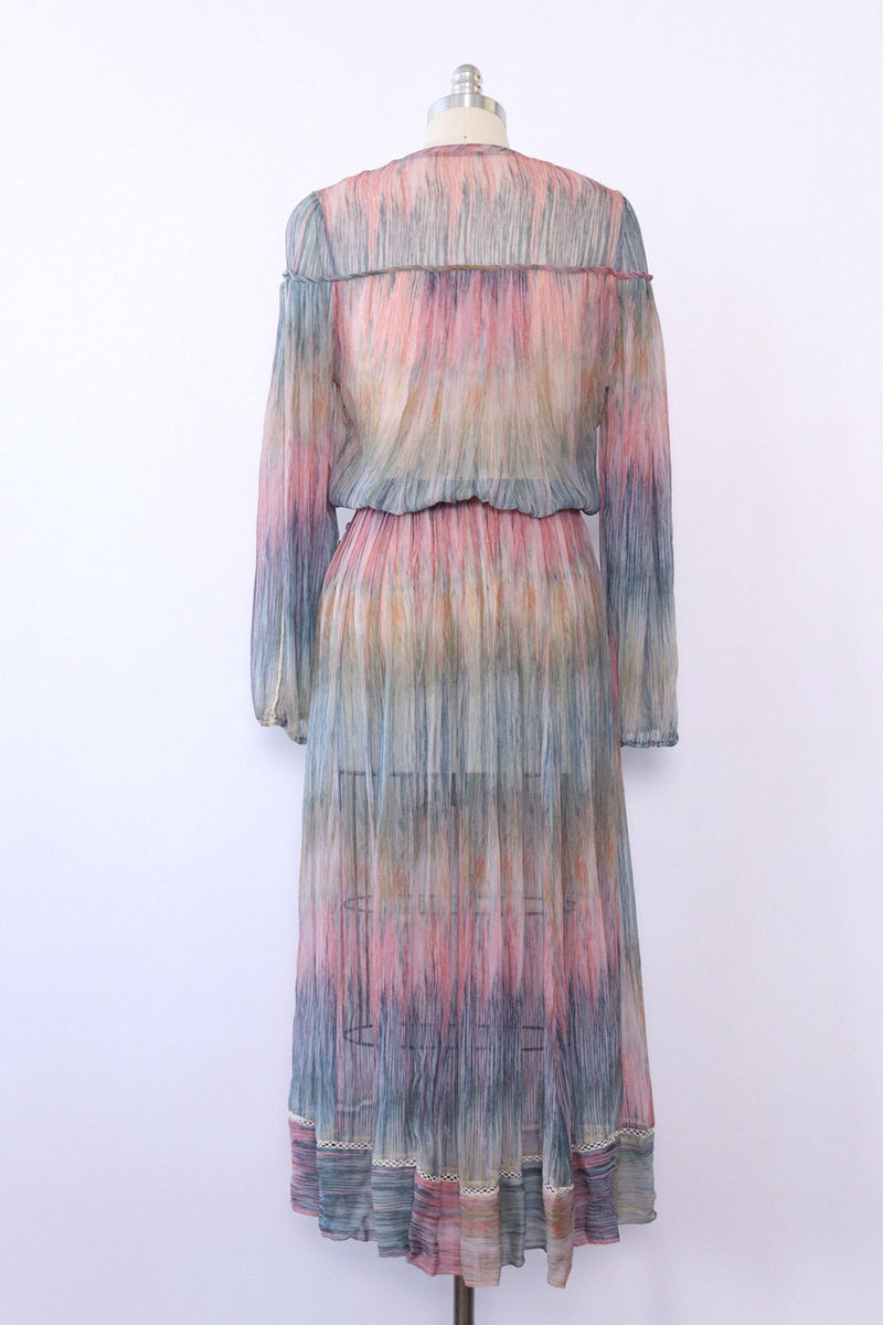 Airy Watercolor Silk Chiffon Dress S/M