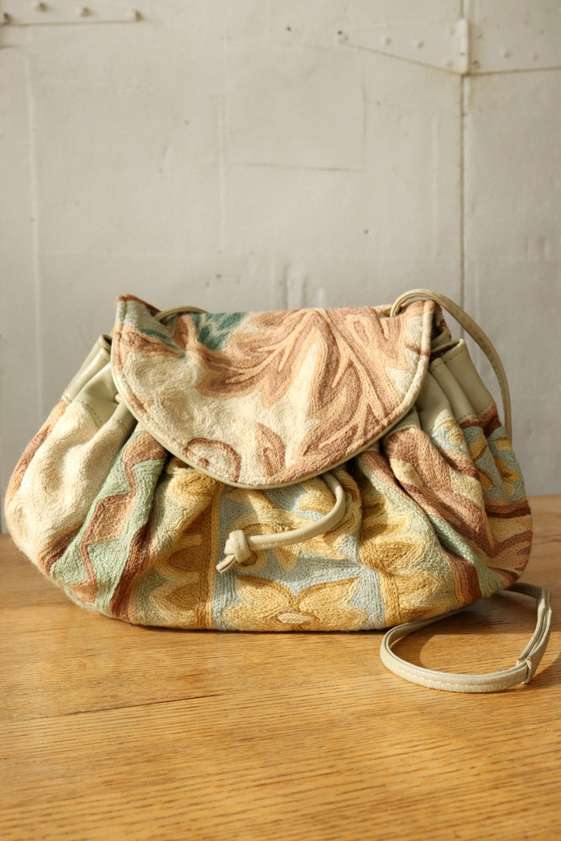 Slouchy Pastel Crewel Bag