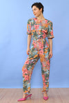 Tropical Ladies and Lillies Printed Jumpsuit M