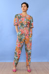 Tropical Ladies and Lillies Printed Jumpsuit M