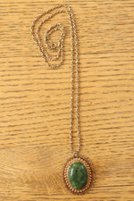 Mossy Green Filigree Chain Necklace