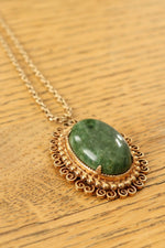 Mossy Green Filigree Chain Necklace